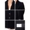 アンドゥムルメステール (ann demeulemeester) ピークドラペルロングコート ウールアセテート ブラックストライプ
