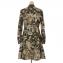 アーデム (ERDEM) シャツ襟長袖柄リアーナドレス コットン カーキプリント