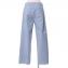 アールト (AALTO) 裾フリンジプリーツジーンズ コットンストレッチ ライトブルーデニム 30% OFF