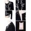 ジャンバティスタ ヴァリ (Giambattista Valli) ビーズ刺繍ノーカラージャケット ブラックツィード スパンコールミックス