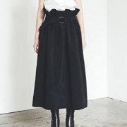 トモウミオノ (TOMOUMI ONO) ウエストゴムAラインスカート クリスピー ブラック