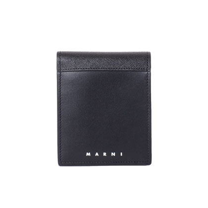 マルニ (Marni) 二つ折り財布 サフィアーノレザーナッパーレザー ブラック