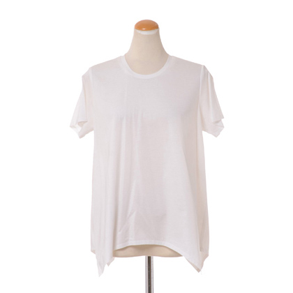 テン (ten.) 変形裾半袖カットソー ジャージー ホワイト