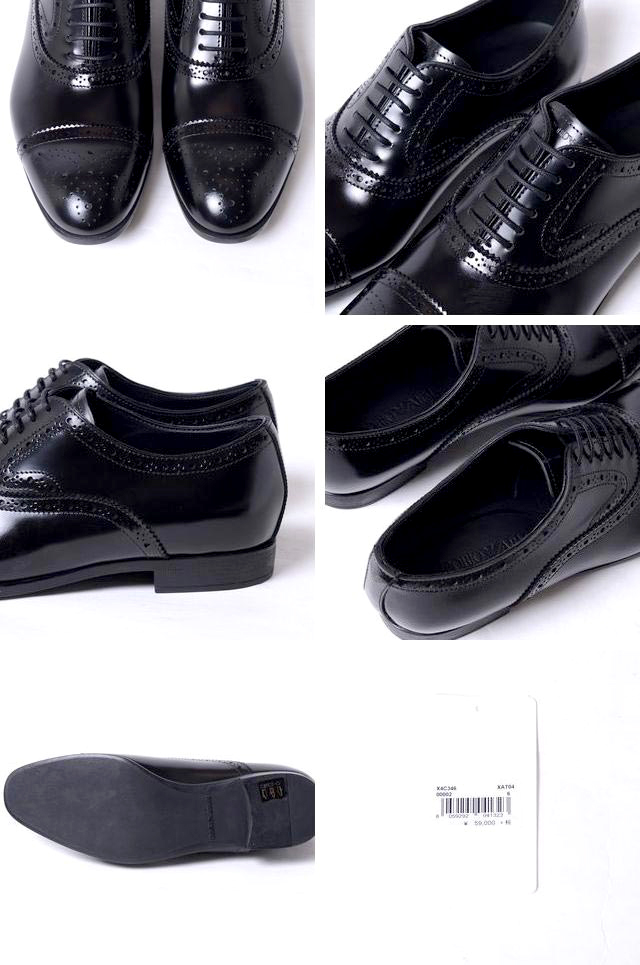 エンポリオアルマーニ (EMPORIO ARMANI) レザーシューズ 革靴 ブラック ...